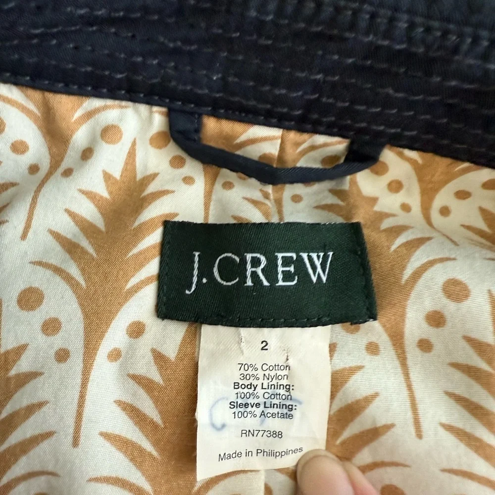 J. Crew Dark Blue Trench Coat with Wooden Buttons - dark blue